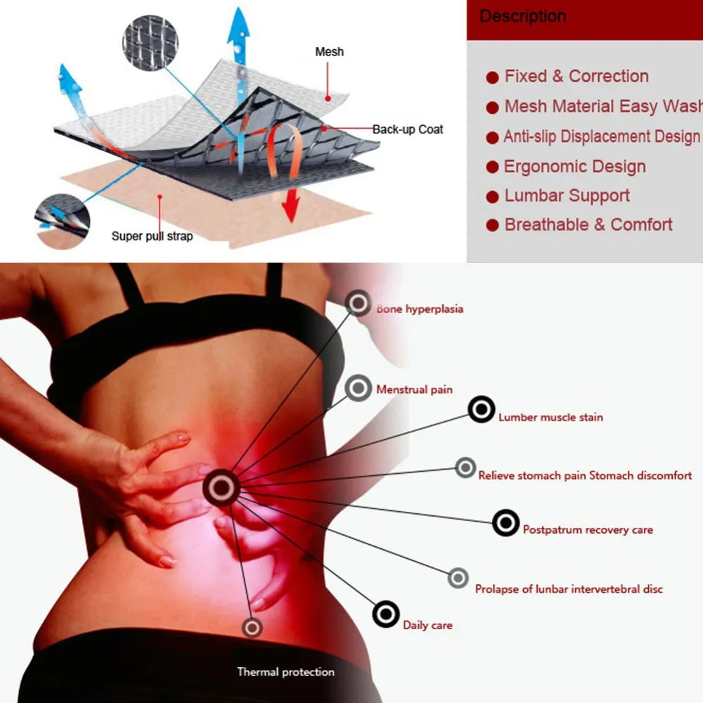 Tourmaline Self-Heating Magnetic Therapy Back Waist Support Belt